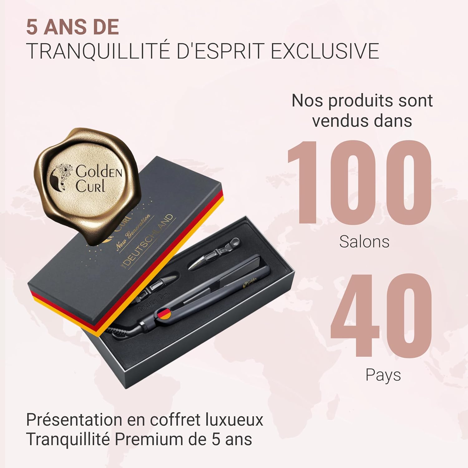 Golden Curl - Fer Lisseur Pro 2en1 - plaques 24mm - 5 ans garantie