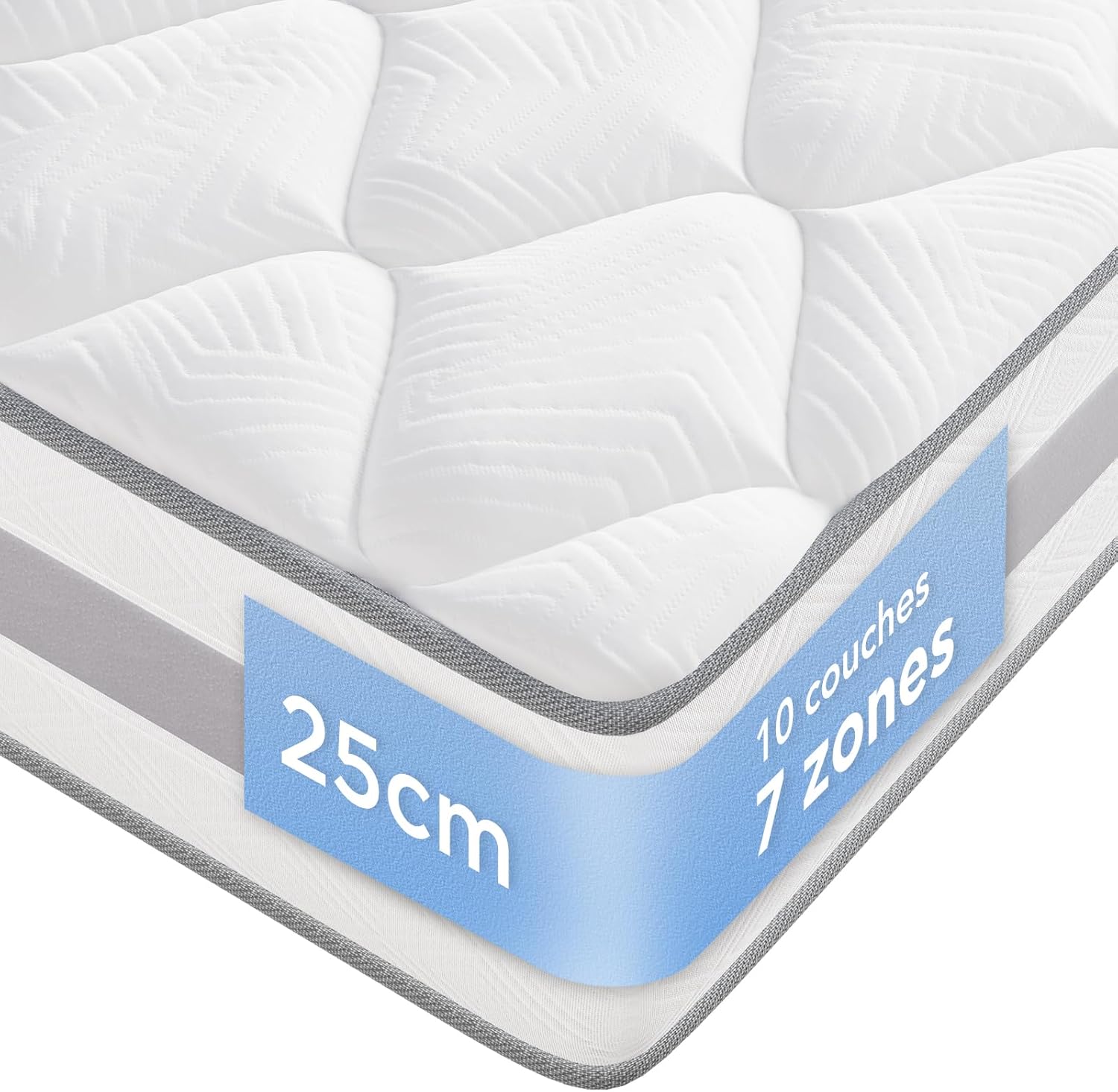 Matelas - Ressorts ensachés 160x200 cm, 7 zones, réversible, 25 cm