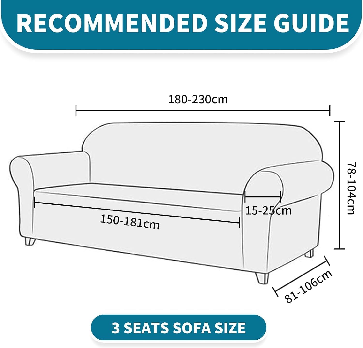 Housse canapé 3 places extensible vert foncé, largeur 183-234cm, anti-salissure