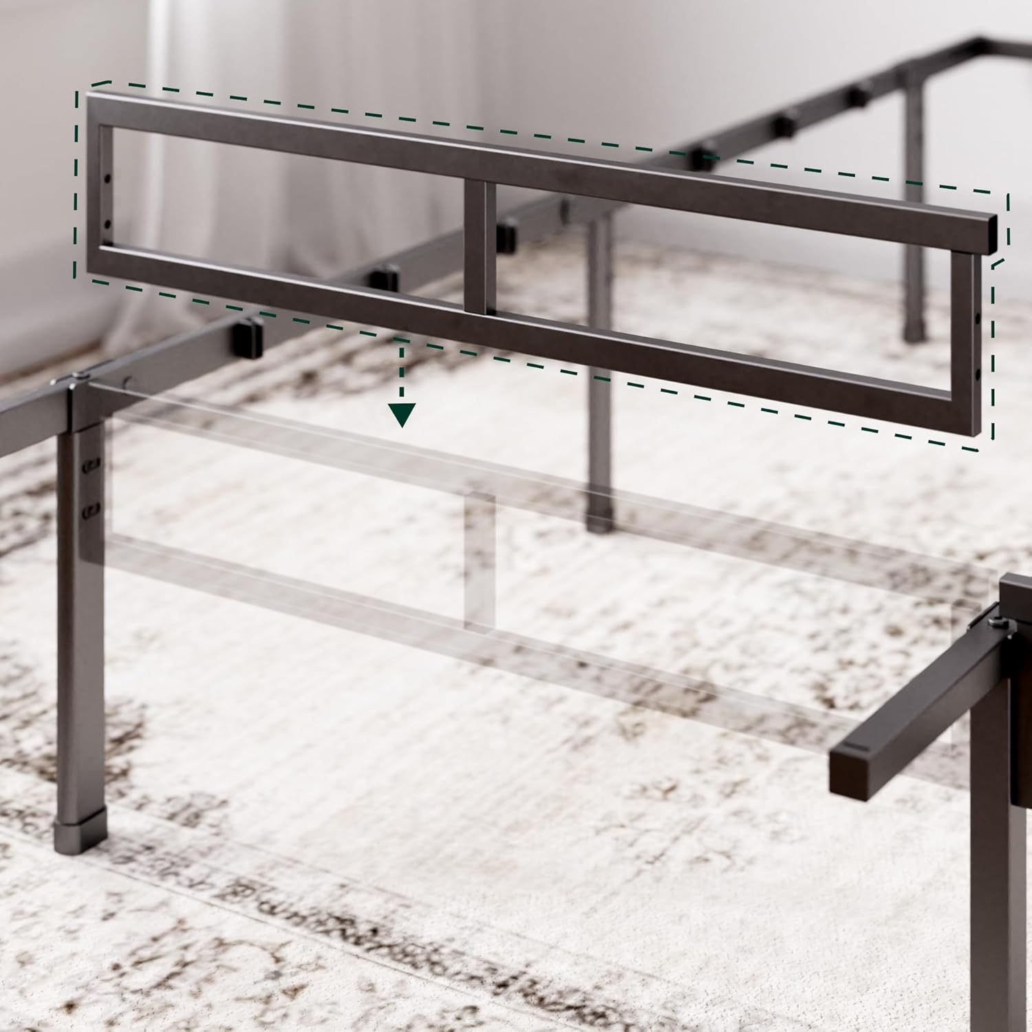 Zinus - Justin - 180x200 cm - lit métal 36cm haut, rangement dessous