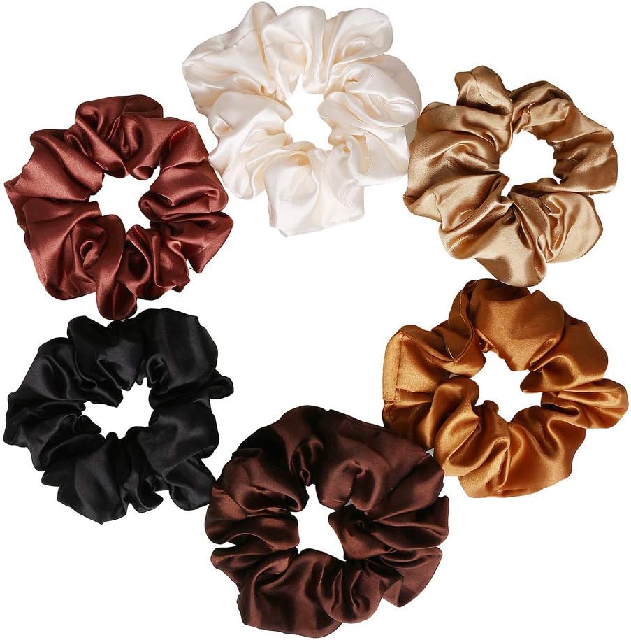 Nuoshen - chouchous satin colorés - lot de 6 - élastiques doux et résistants