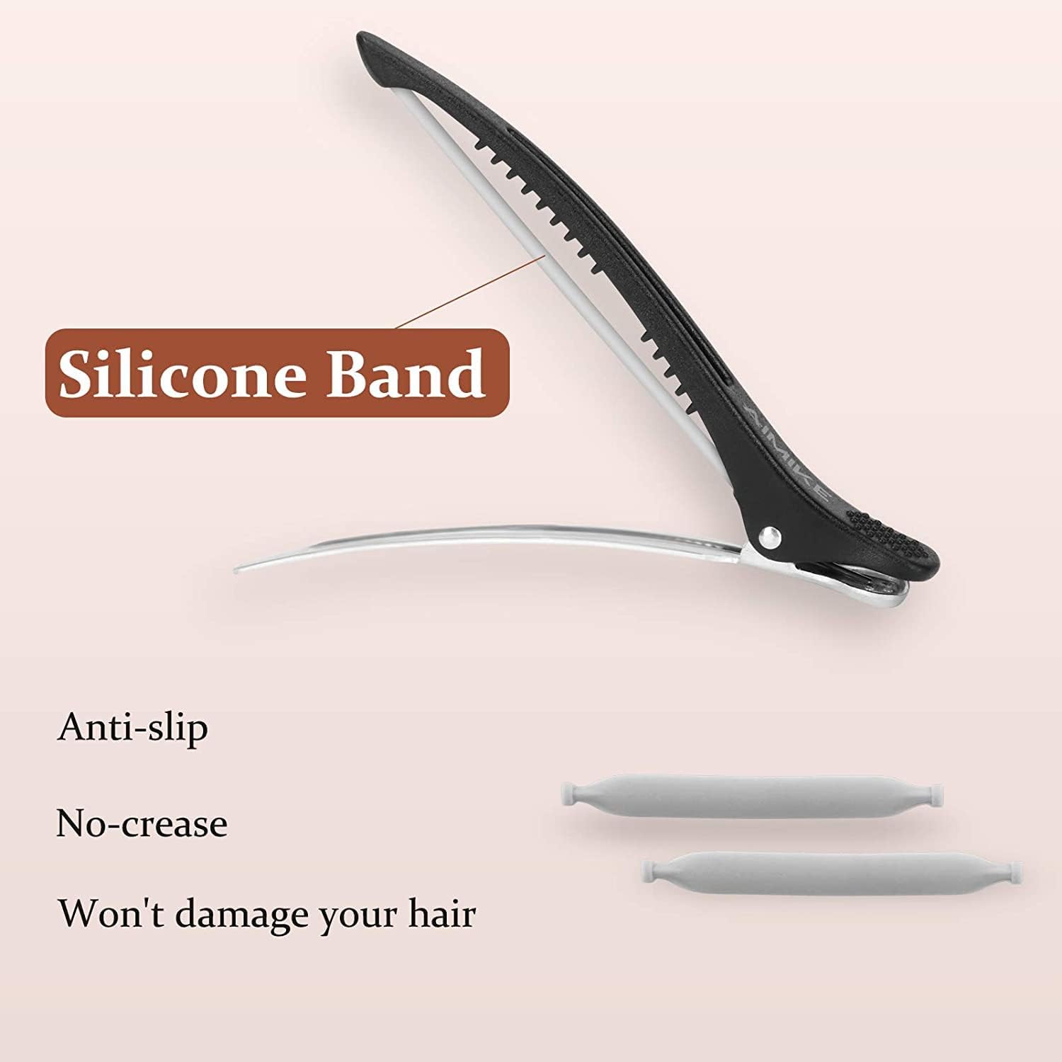 AIMIKE - Lot de 12 pinces à cheveux - antidérapantes, silicone, sans traces, pour coiffeur
