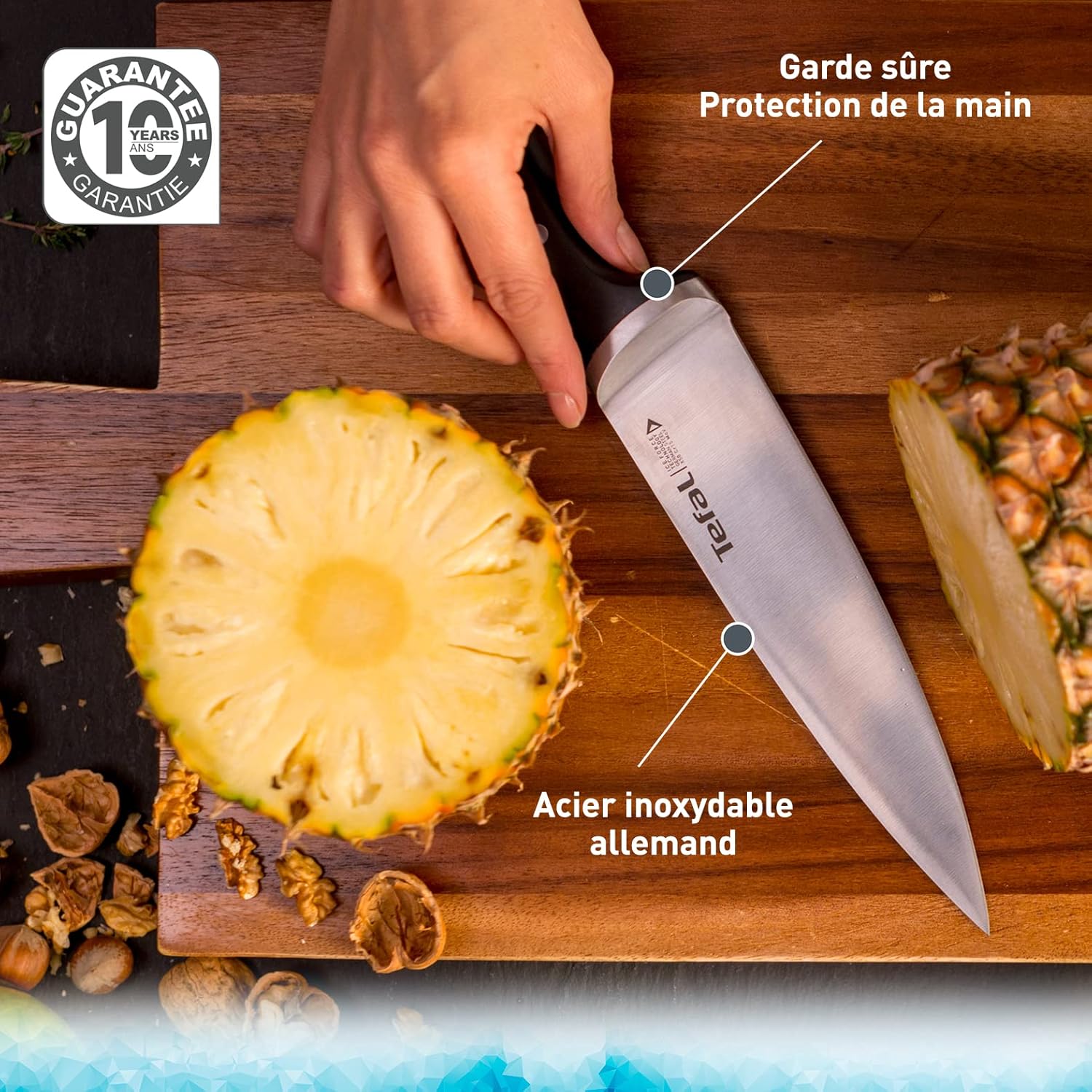 Tefal - Ice Force Santoku 18,5 cm - inox allemand, coupe durable - K2320614