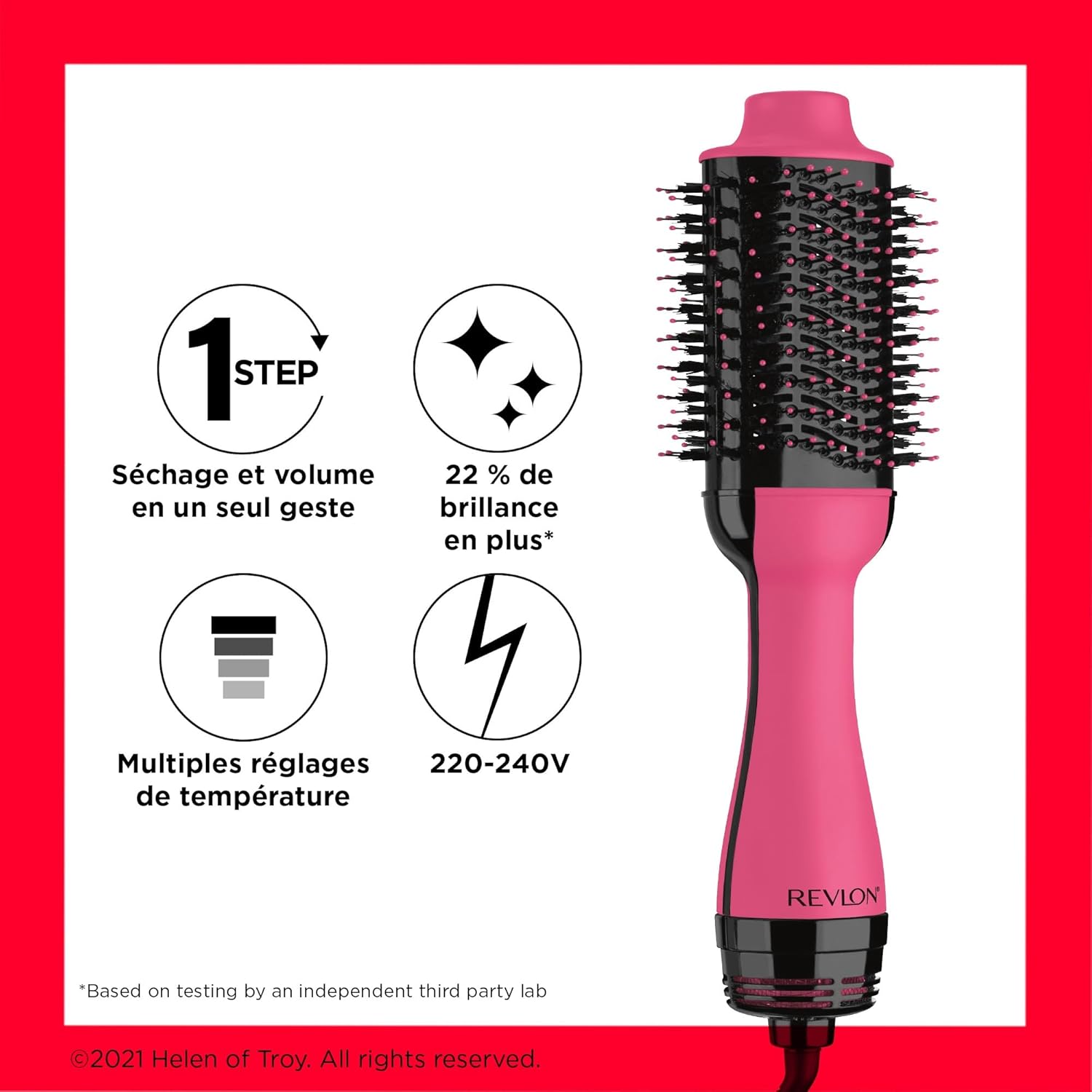 Revlon - Sèche-cheveux One-Step, rose, ionique, céramique, cheveux longs - RVDR5222PE