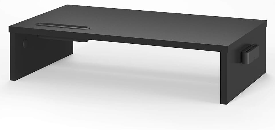BONTEC - support écran bois noir - 420x235x104mm - ergonomique, câble, 30kg