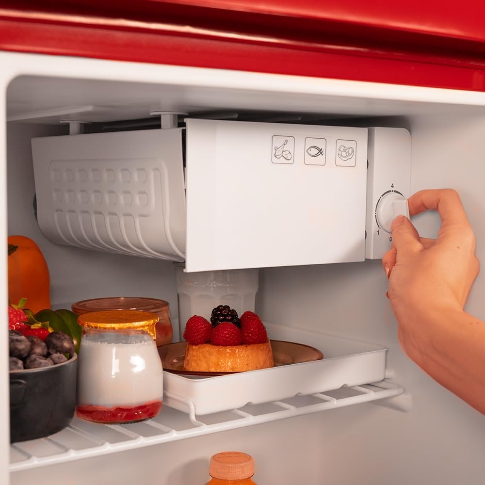Cecotec - Bolero CoolMarket TT Origin - 55x44,7x45 cm - mini frigo rétro, 45L, classe E, bac à glaçons, poignée chromée