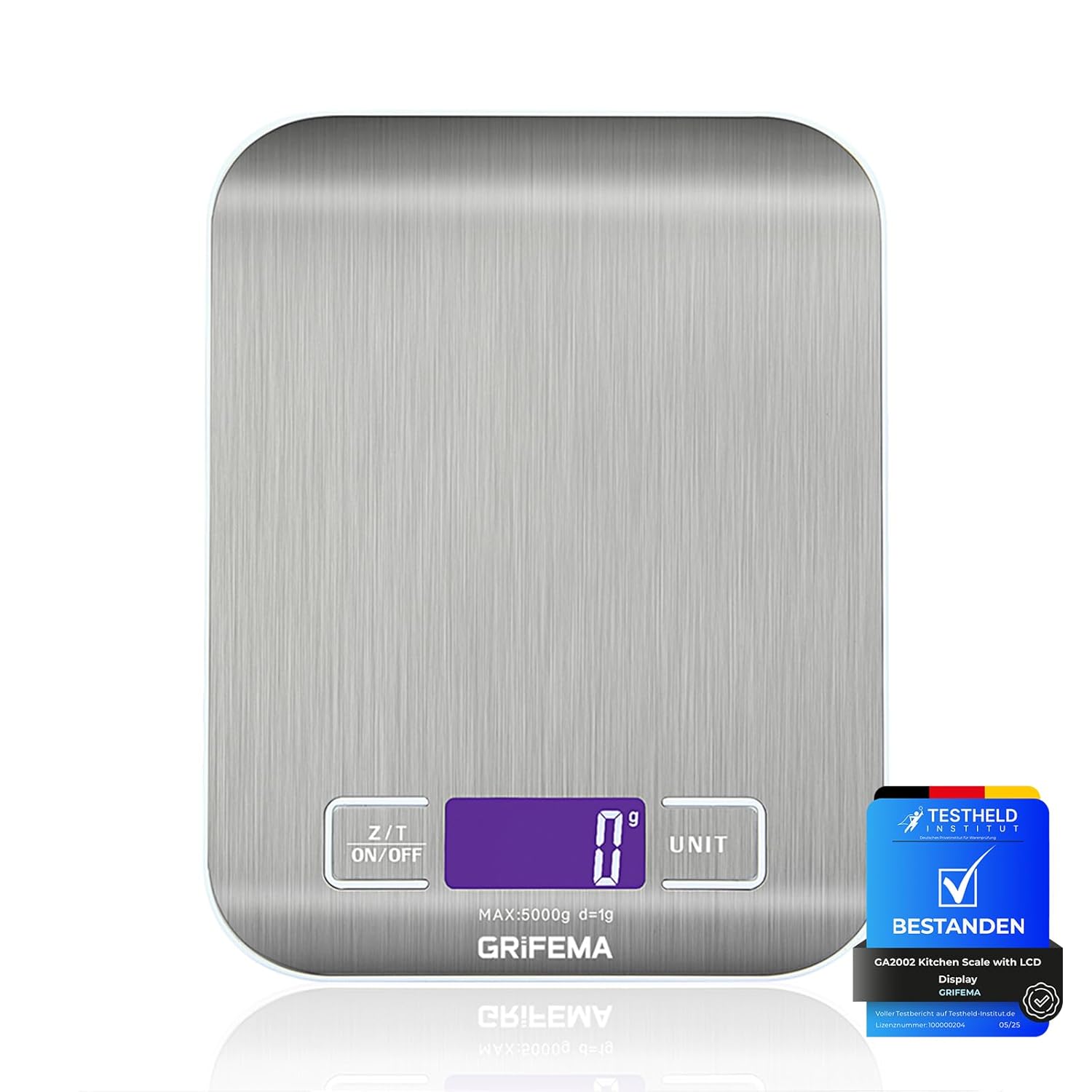 GRIFEMA - balance cuisine GA2002 - 5000g/1g - LCD, tare, inox, 6 unités