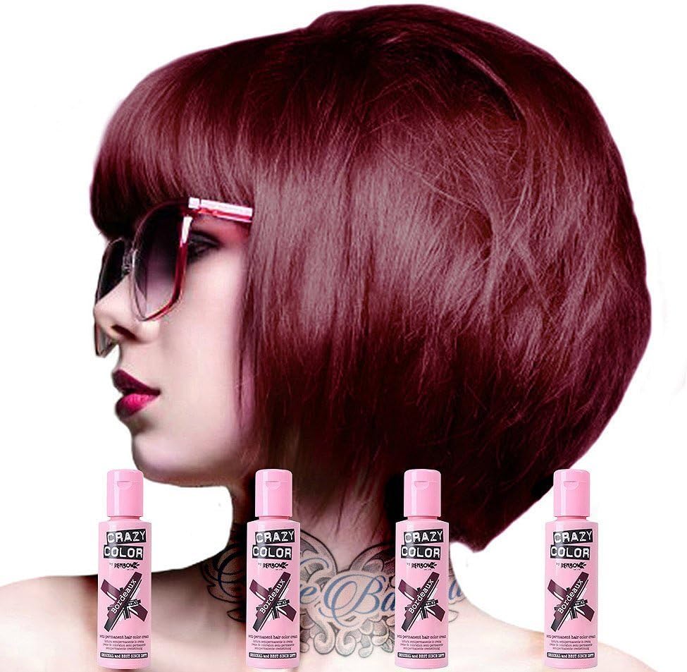 Crazy Color - coloration capillaire Bordeaux - 4x100ml - soin intense