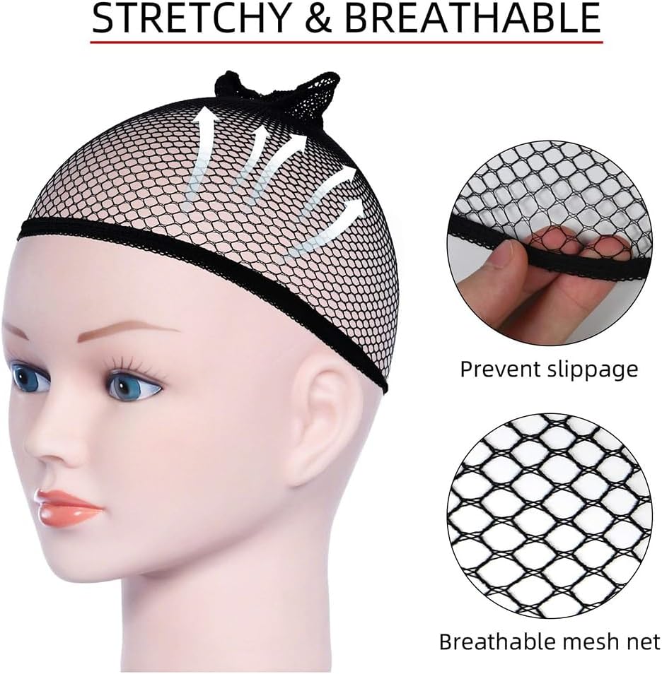 URAQT - bonnet filet à perruque unisexe, nude et noir, lot de 8 pièces