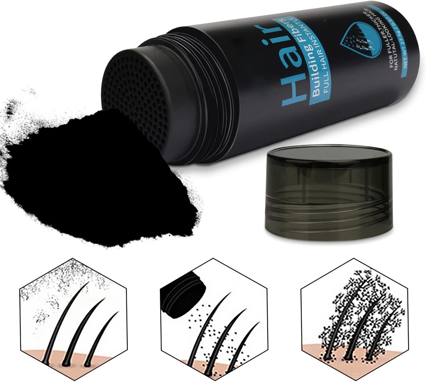 Fibres capillaires - applicateur spray - marron foncé - correcteur cheveux clairsemés, qualité professionnelle