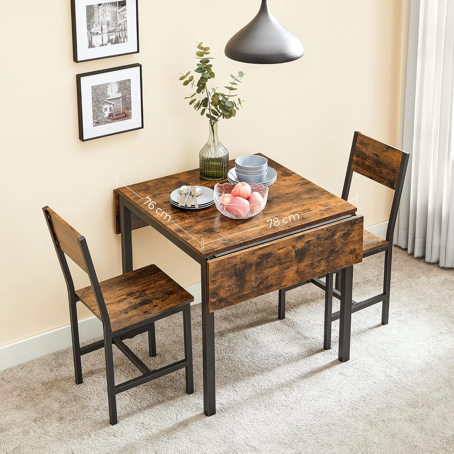 VASAGLE - Table pliante extensible 2-4 pers. - compacte, bois métal - KDT077B01