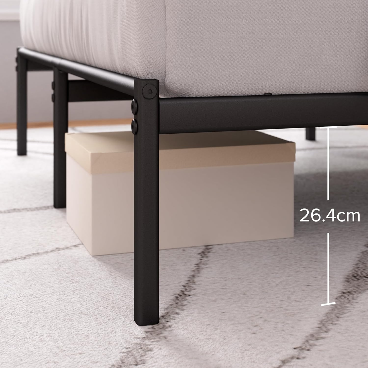 Zinus - Justin - 140x190 cm - sommier métal, tête de lit, rangement