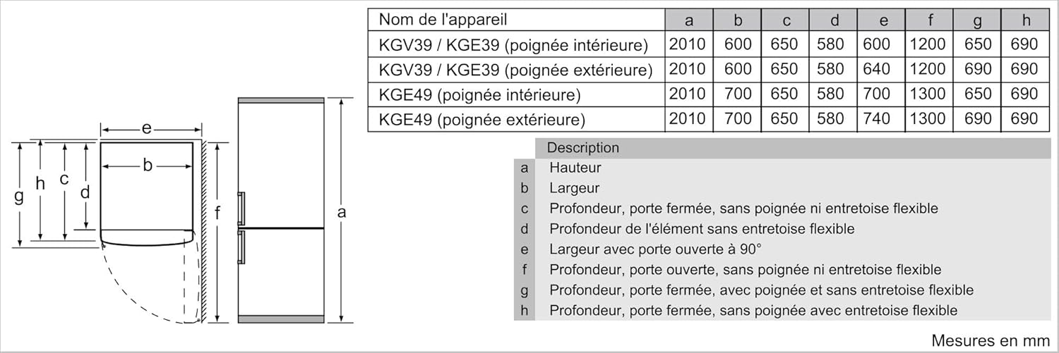 Bosch - combiné Série 6 - 201x60 cm - inox - KGE39ALCA
