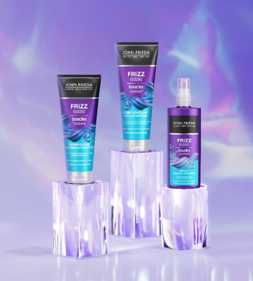 John Frieda - Boucles Couture coffret routine - cheveux bouclés - shampooing, soin démêlant, spray
