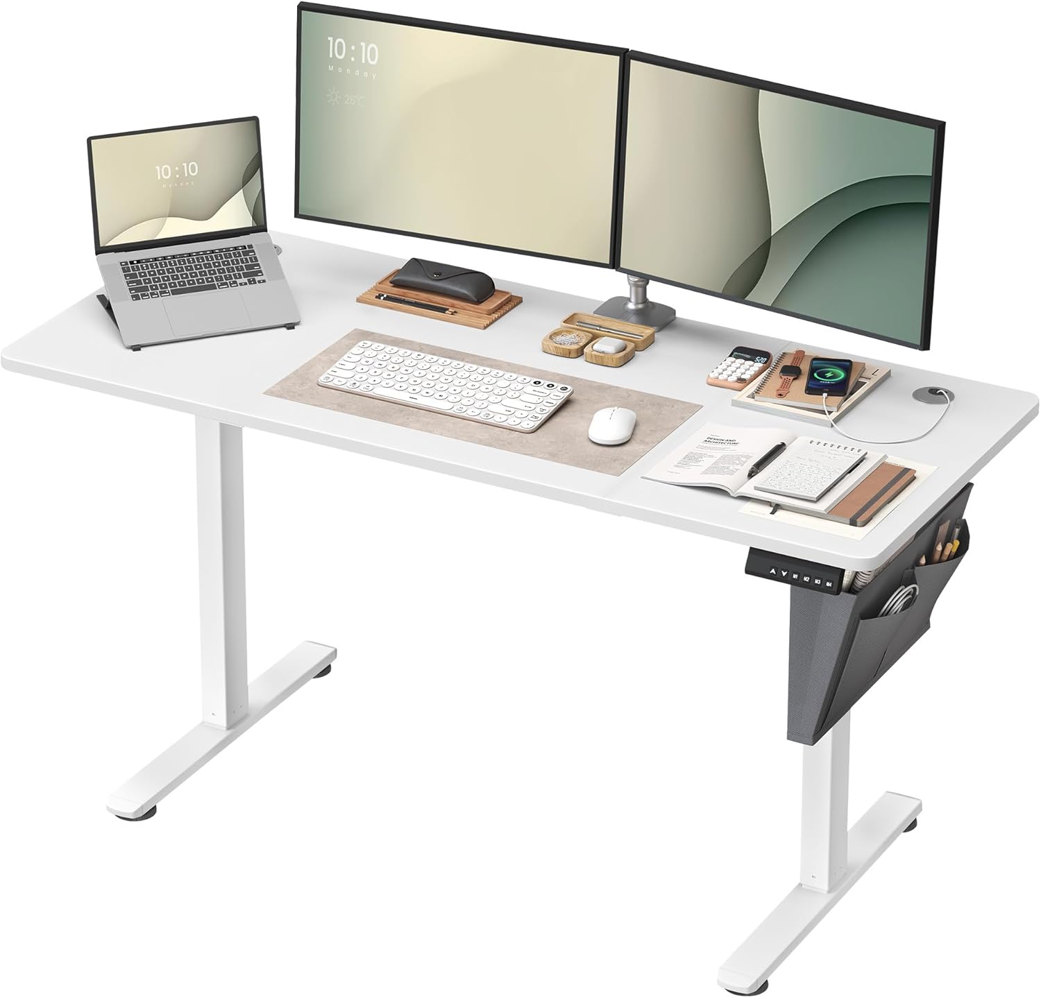 SONGMICS - bureau électrique, série réglable, 140x60 cm, mémoire 4 hauteurs LSD134W01