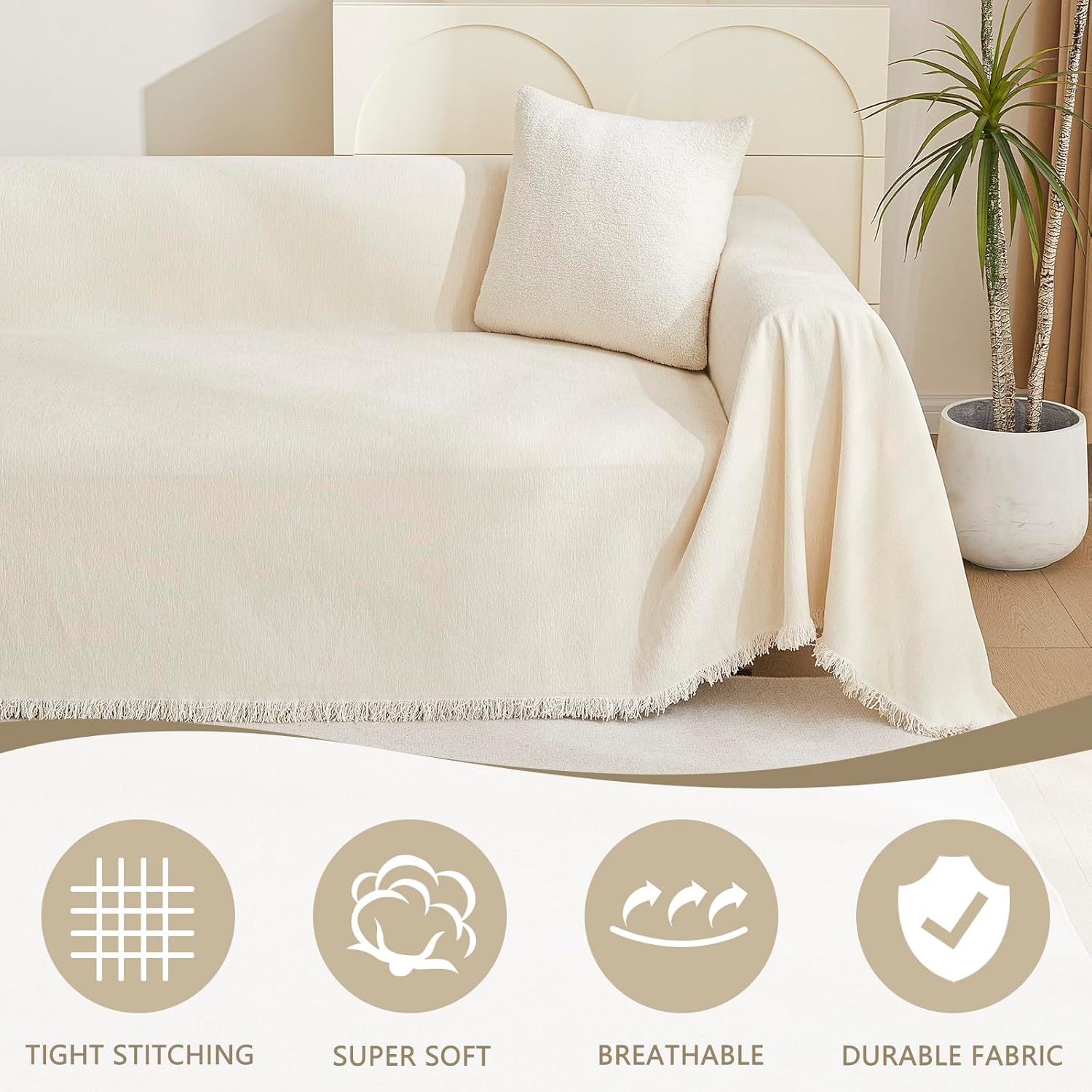 MYSKY HOME - protection canapé - 230x300cm - anti-rayures, beige