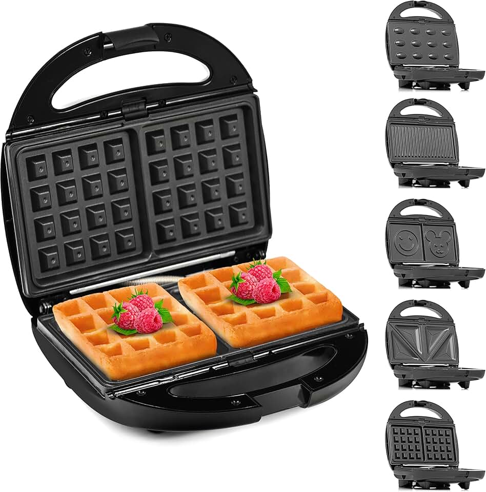 Lehmann - Sandwichmaker 5 en 1 - 800W - plaques interchangeables, multiservices