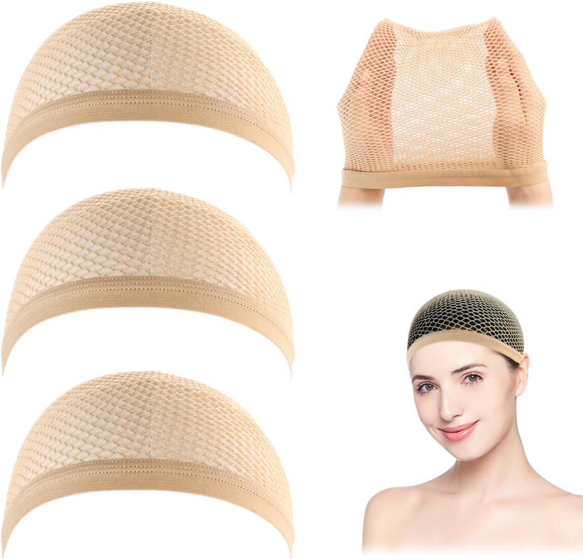 Dreamlover - Bonnet perruque femme - 3 pièces - filet cheveux nude