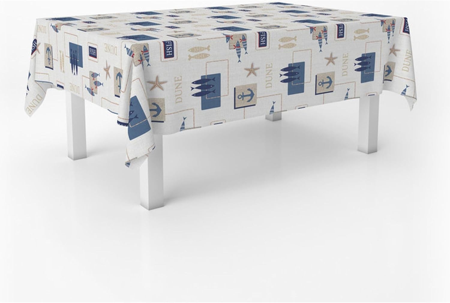 Nappe en toile cirée - rectangulaire 240x140 cm - anti-taches, imperméable, entretien facile, coloris bleu Sea
