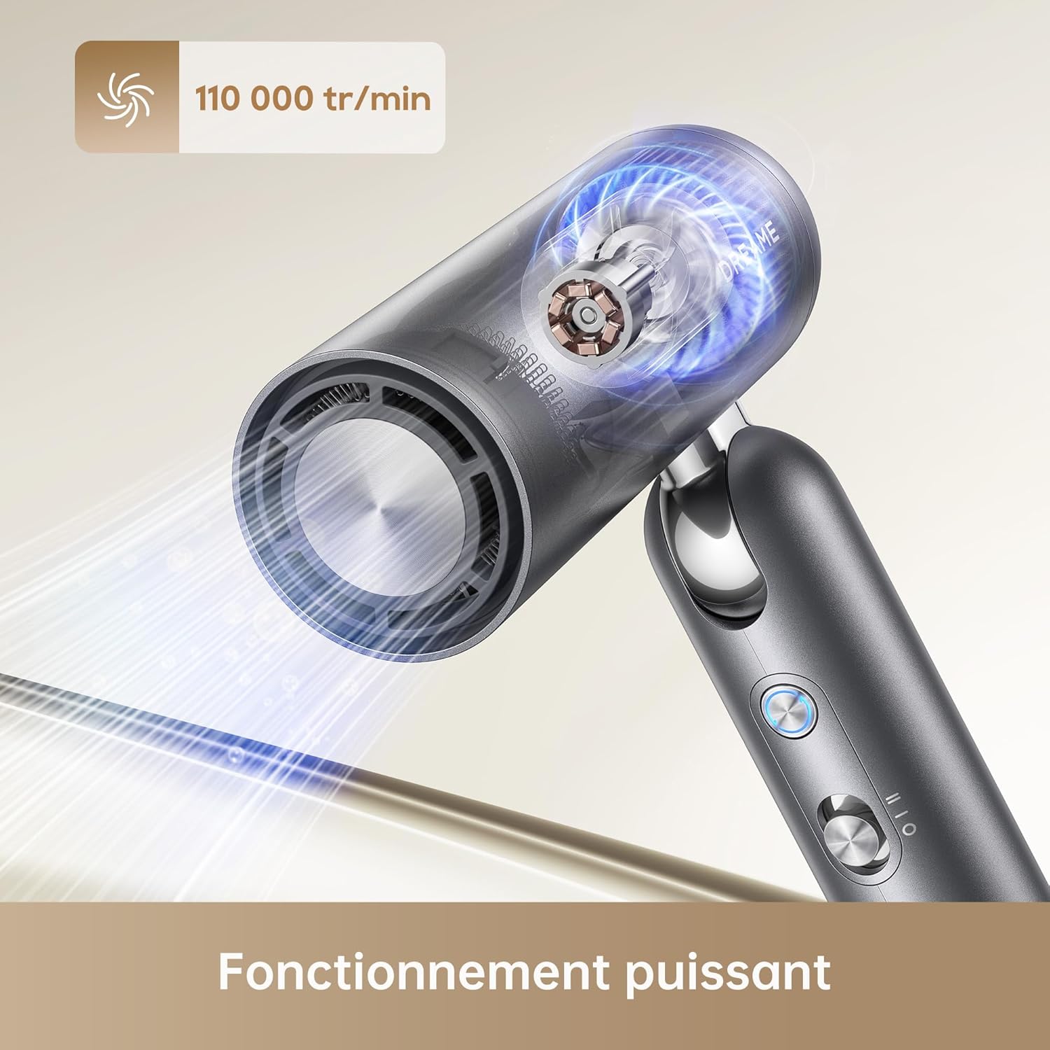 Dreame - Pocket Neo - 300g, moteur 110000 tr/min, ions négatifs, séchage rapide