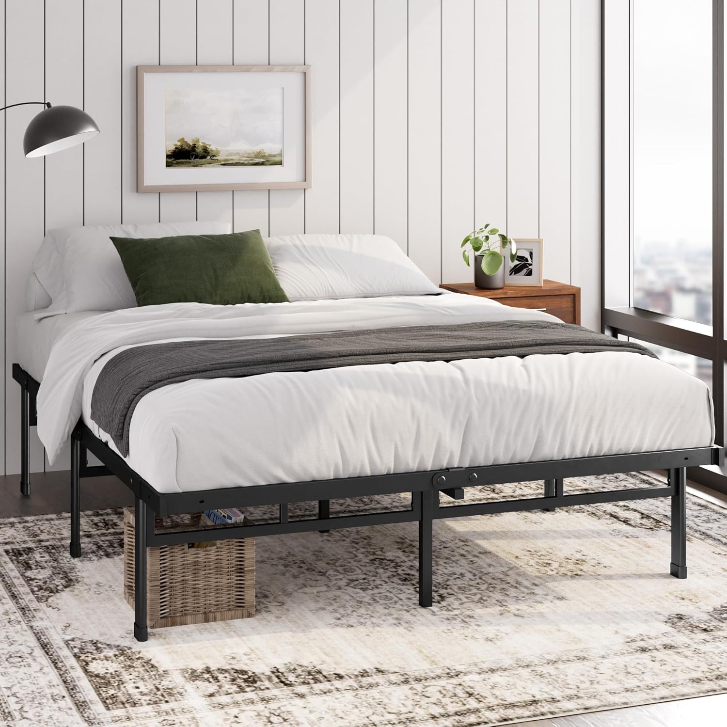 Zinus - Justin - 180x200 cm - lit métal 36cm haut, rangement dessous