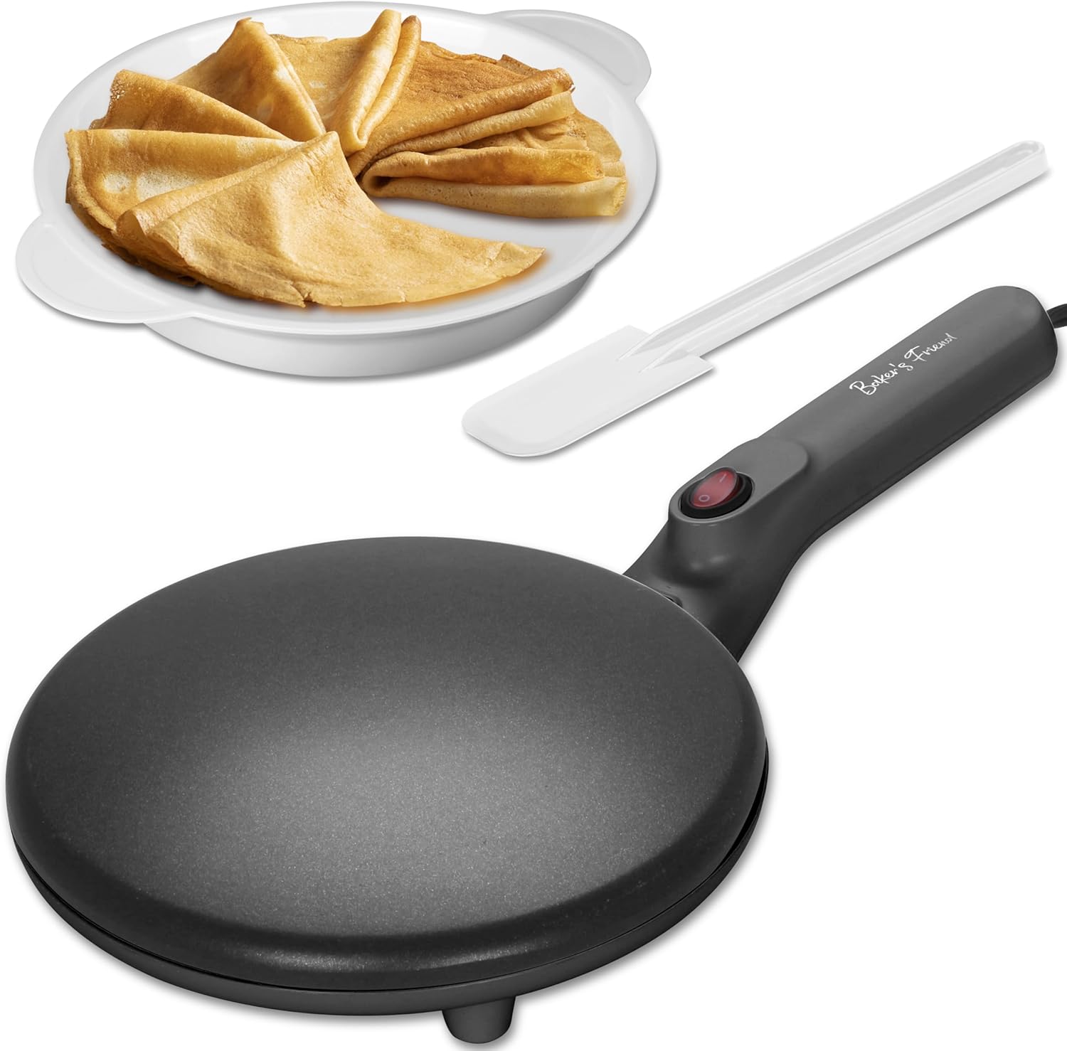 Baker's Friend - Crêpière Instantanée - 20cm - antiadhésive, poignée cool-touch, température auto