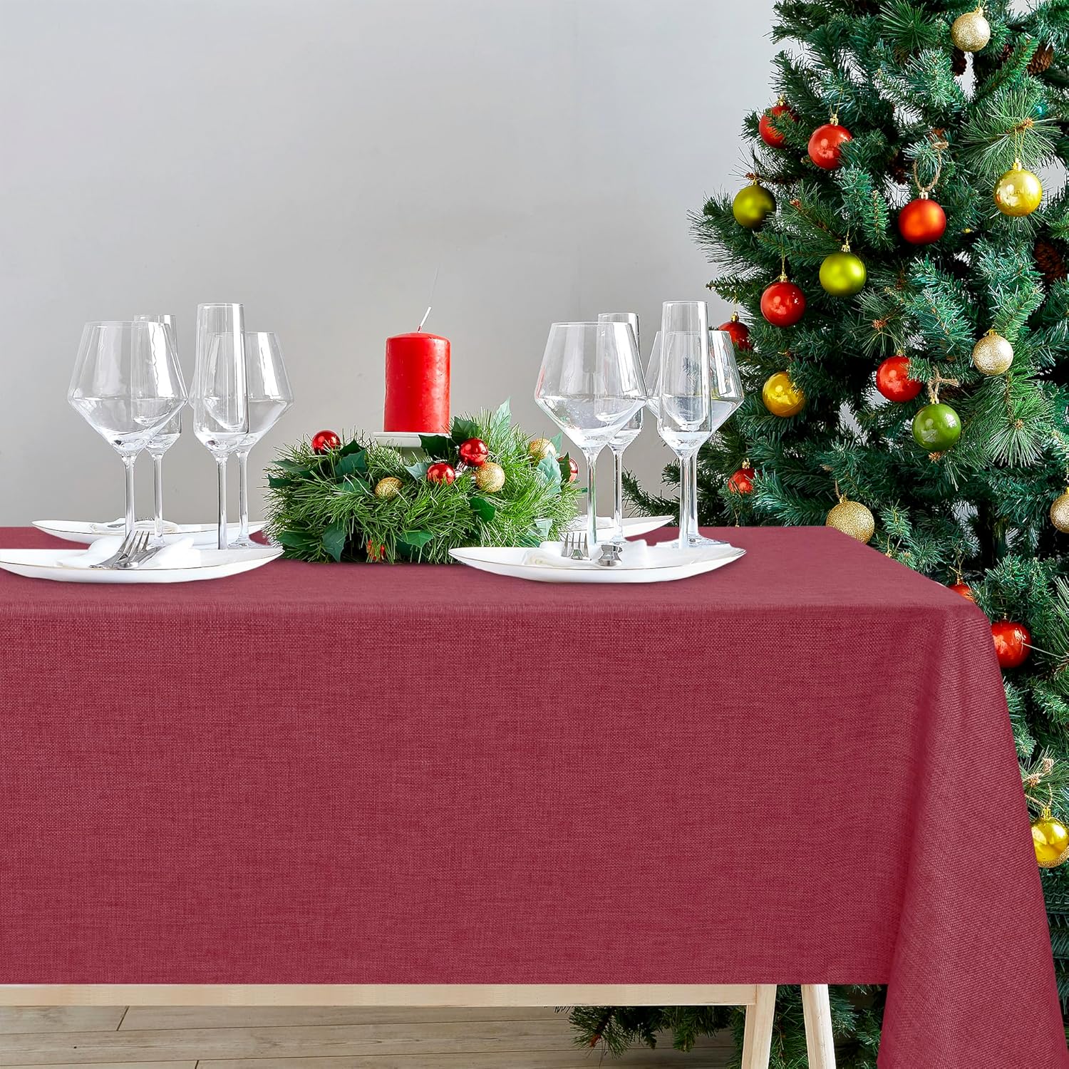 DWCN - nappe aspect lin - 110x140cm - lavable, imperméable, anti-tache