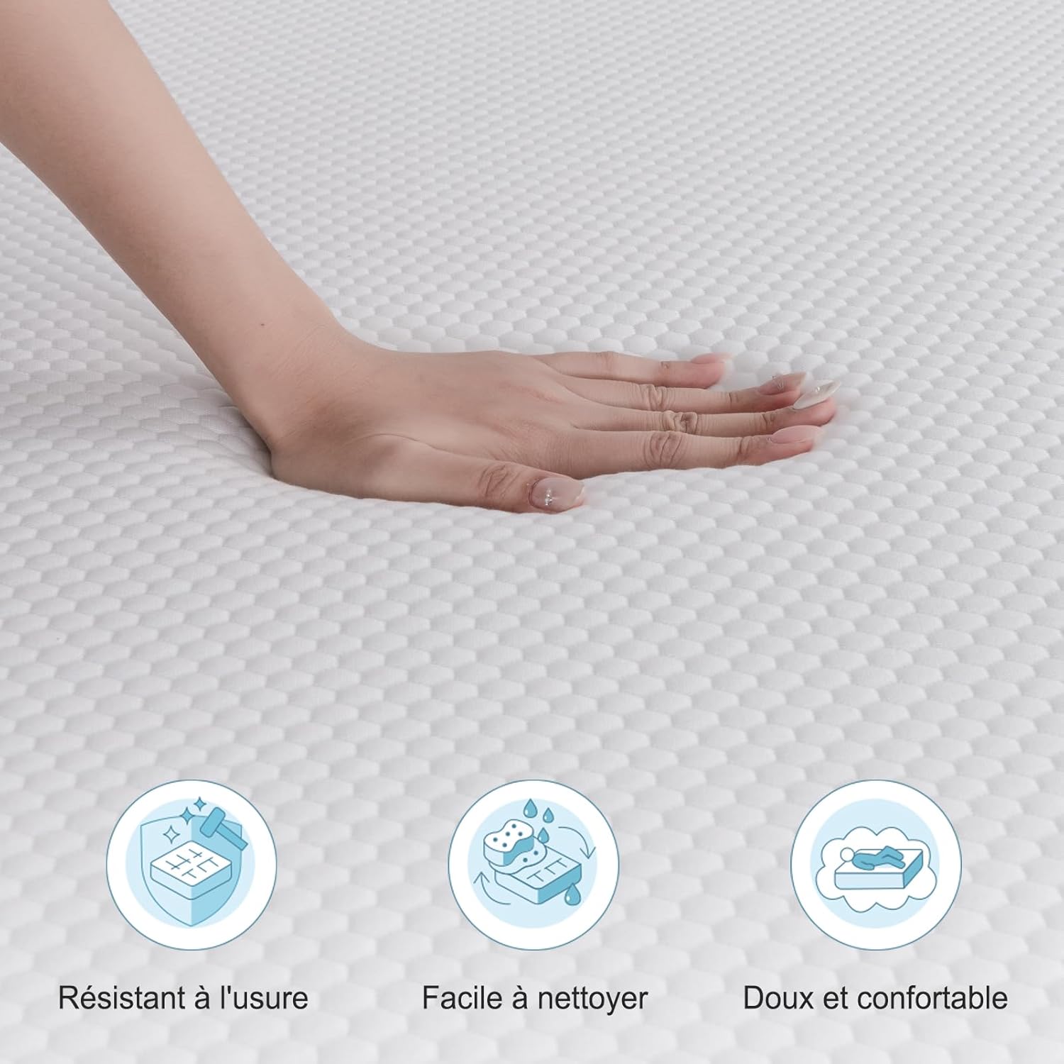 Matelas - mousse mémoire de forme réversible - 140x200 cm - soutien moyen, 22 cm de hauteur, haute densité