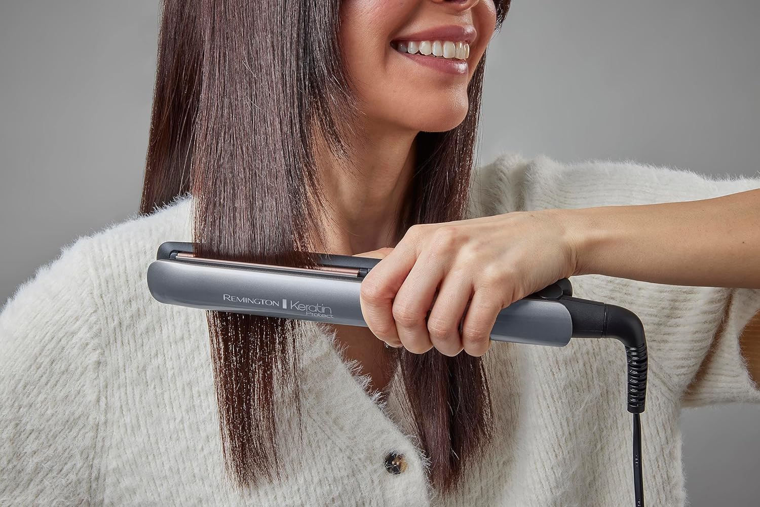 Remington - Lisseur Keratin Protect - céramique, capteur intelligent, écran LCD, soin kératine & huile d'amande - S8598
