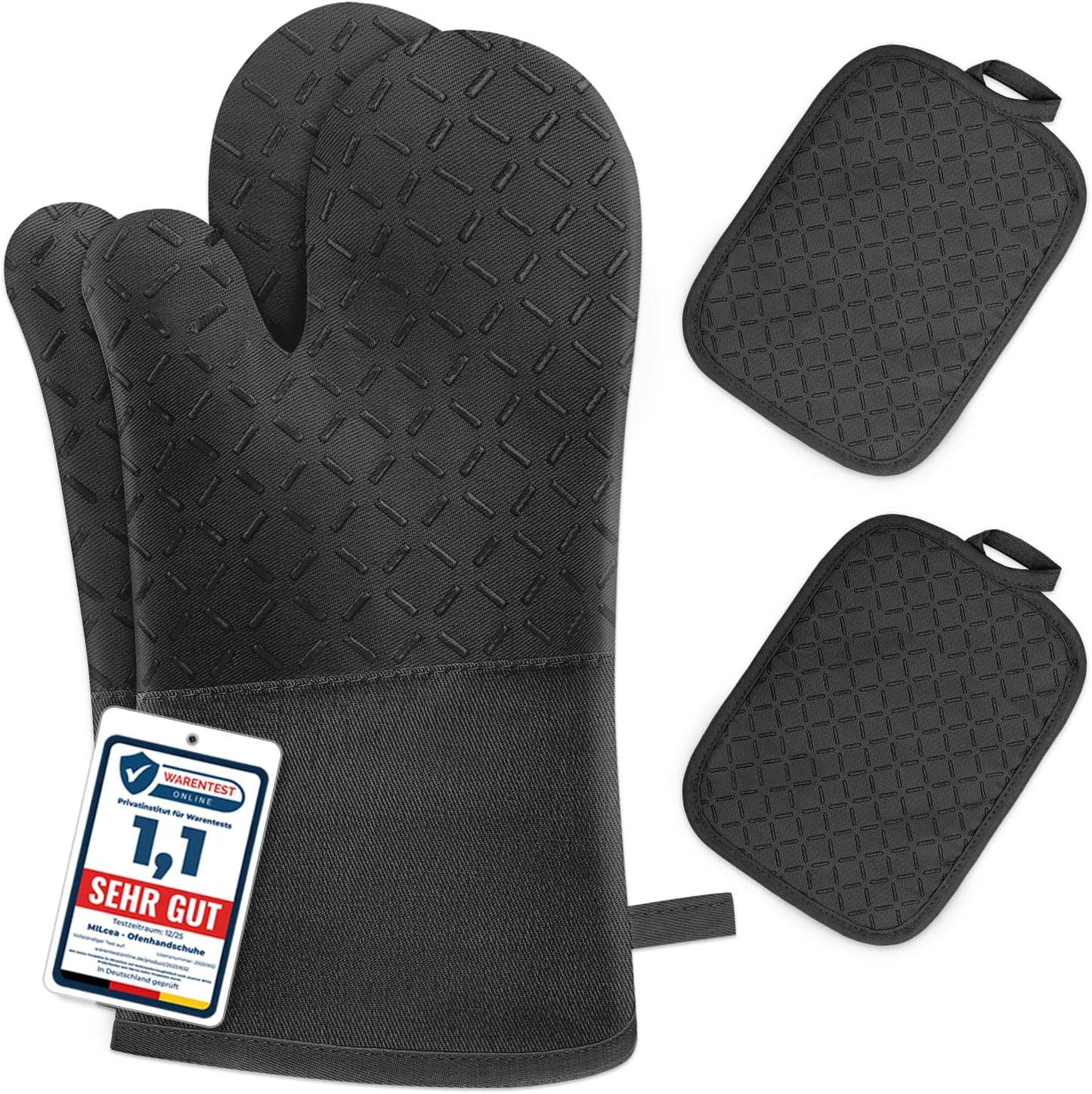 MILcea - Gant Four, lot de 4, 32cm - silicone antidérapant, résiste à 300°C