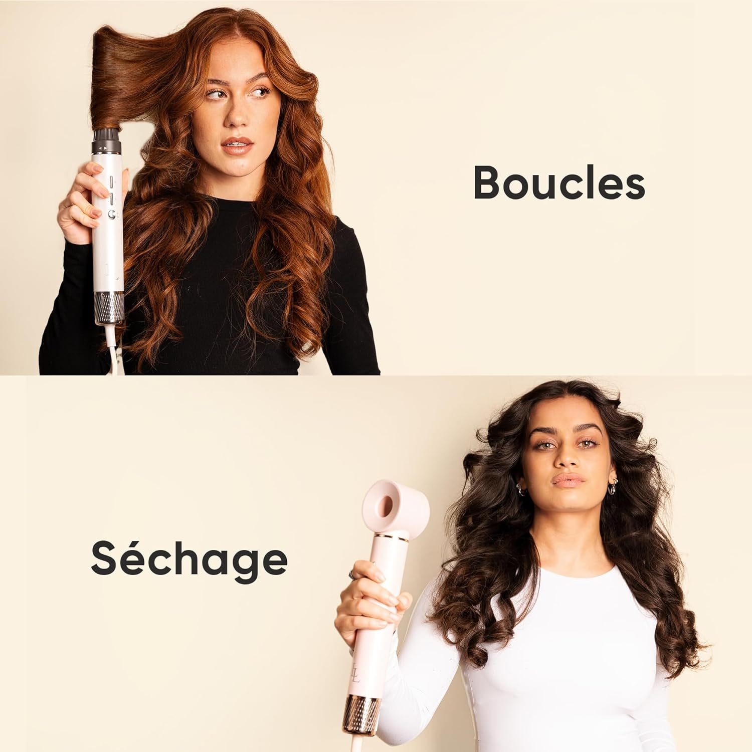 Brosse soufflante - luxe blanc argent - 135000 RPM - séchage rapide, ionique, auto-wrap, volumateur, lisseur