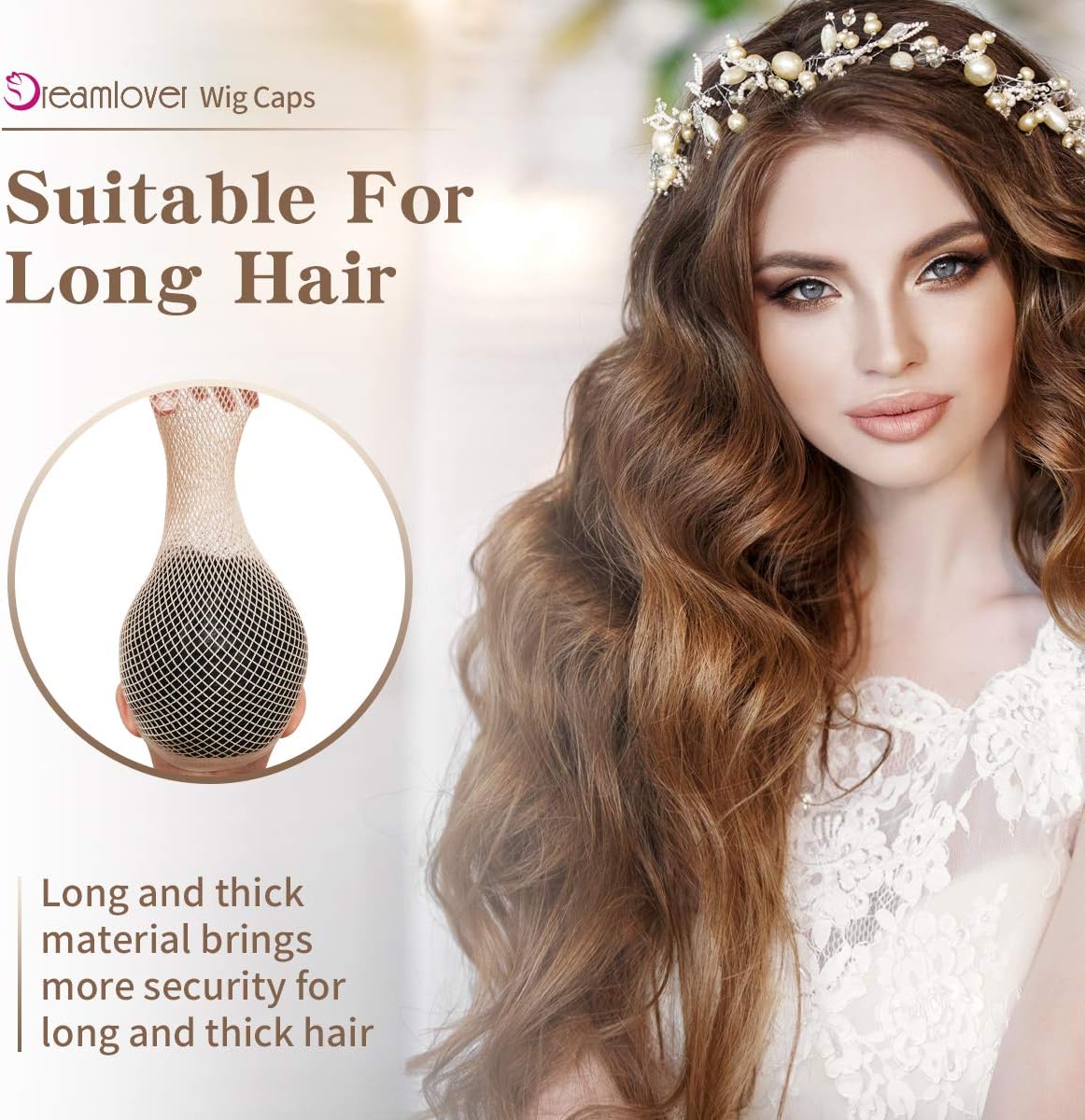 Dreamlover - Filet à perruque nude 2 pièces - maille respirante, idéal cheveux longs