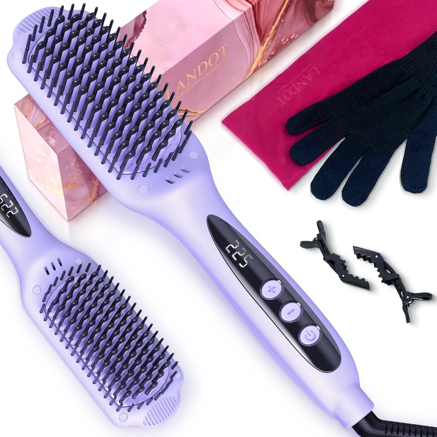 LANDOT - Brosse lissante ionique céramique - large - spéciale cheveux épais LANDOT