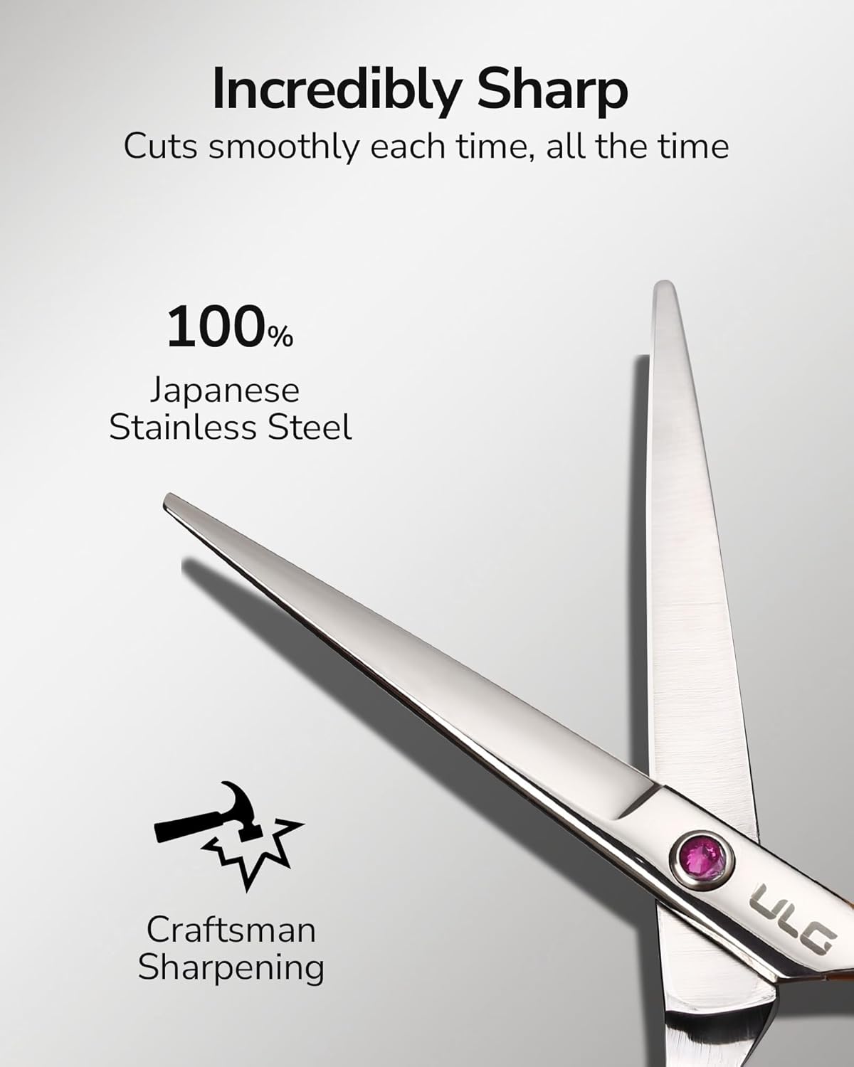ULG - ciseaux professionnels 16,5 cm - inox japonais, affûtés, rose