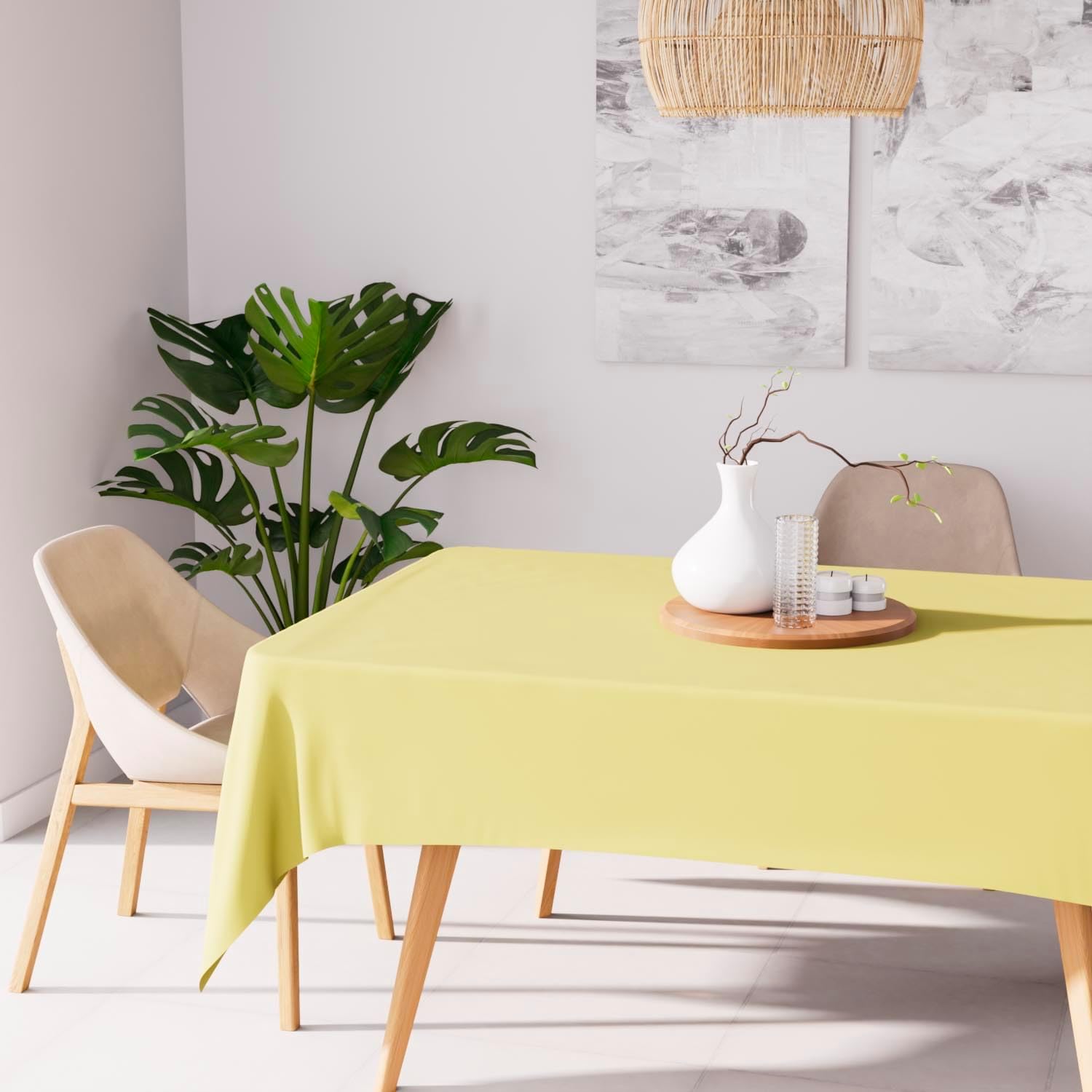 Soleil d’Ocre - Nappe Rectangle Vert Citron 140x240 cm Polyester anti-tâches
