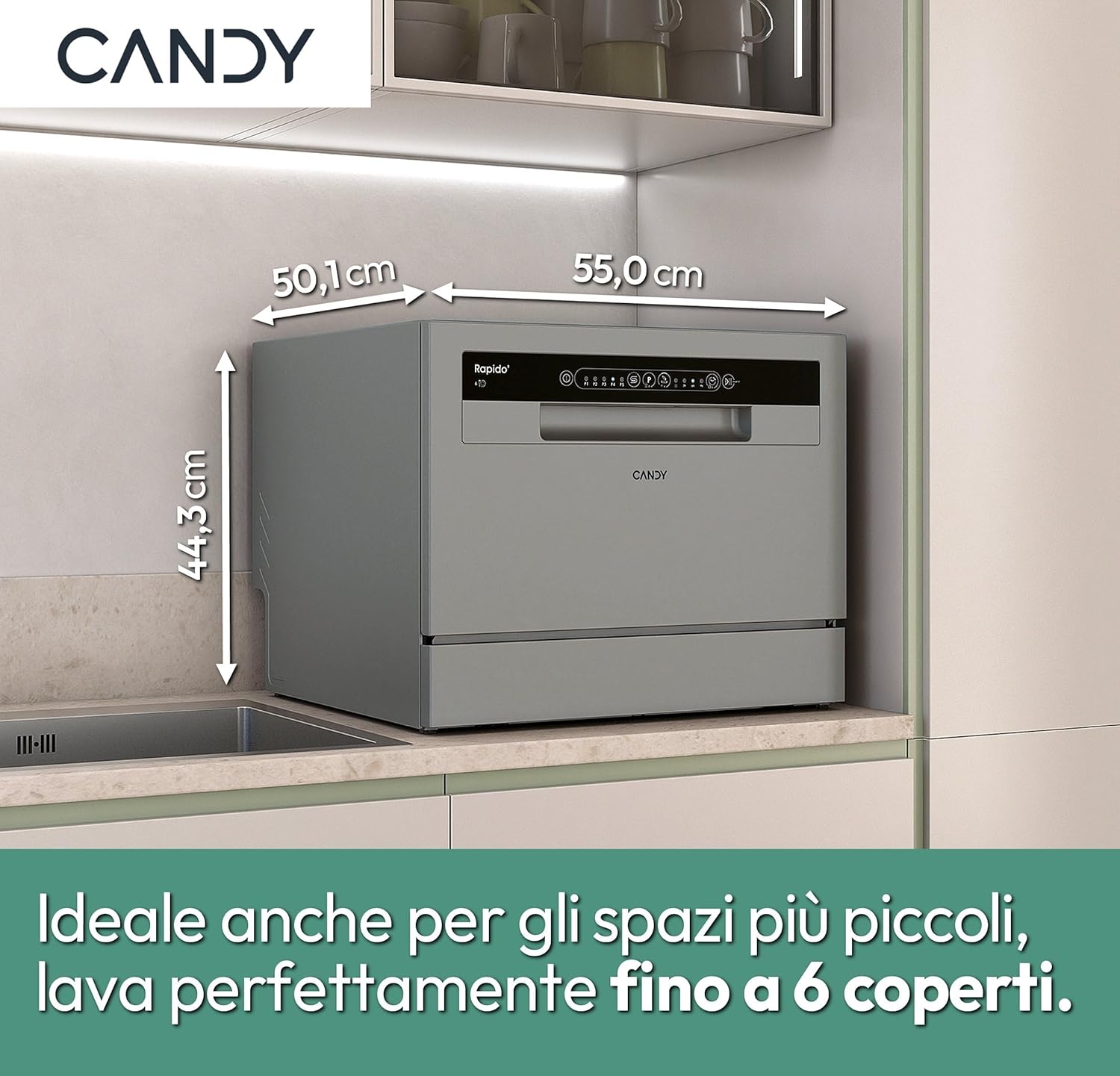Candy - Mini lave-vaisselle série CP - compact 6 couverts, faible conso - CP 6E51LS