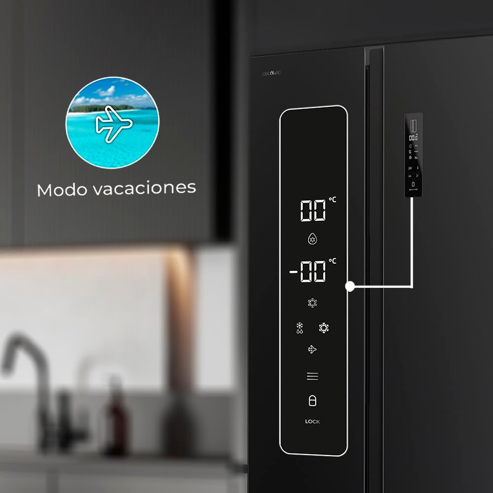 Cecotec - Bolero CoolMarket série - 562L, No Frost, classe E, fonctions rapides SBS 562 Dark E