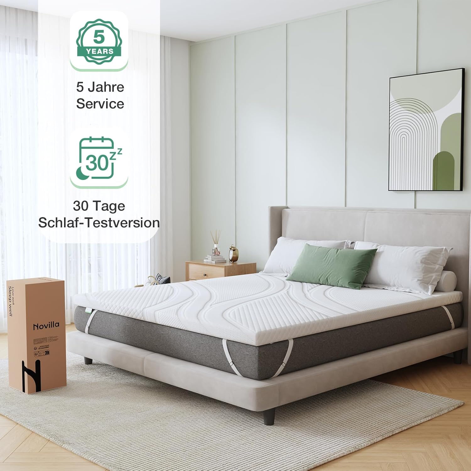 Novilla - Surmatelas Gel Mémoire - 160x190 - 5cm, Confort, Antidérapant