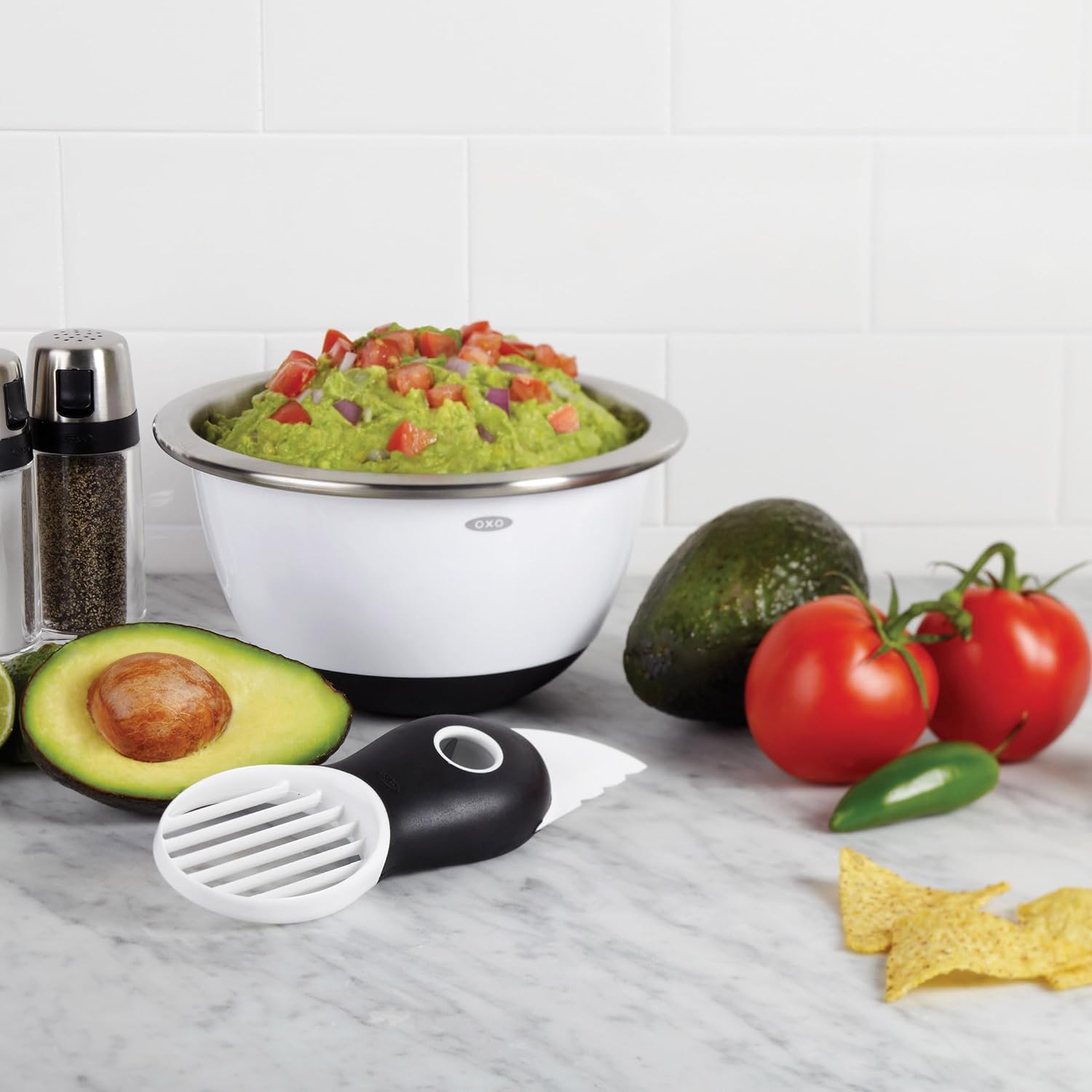 OXO Good Grips – coupe-avocat 3 en 1 – lame dénoyauter, trancheuse – 15 cm