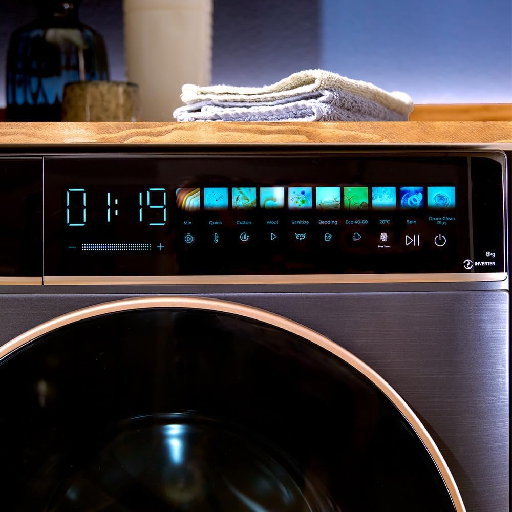 Cecotec - lave-linge 8kg, 1400 tr/min, écran 10,3