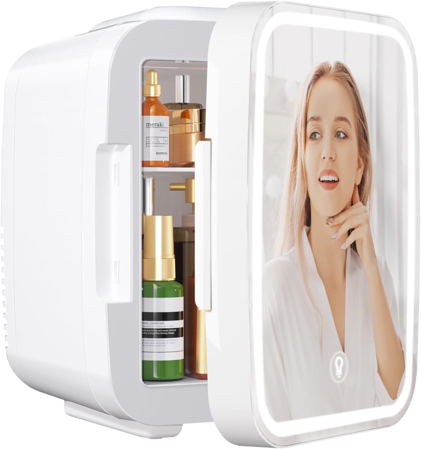 YASHE - Mini frigo 4L - LED miroir, chauffe/refroidit, portable, 220V/12V