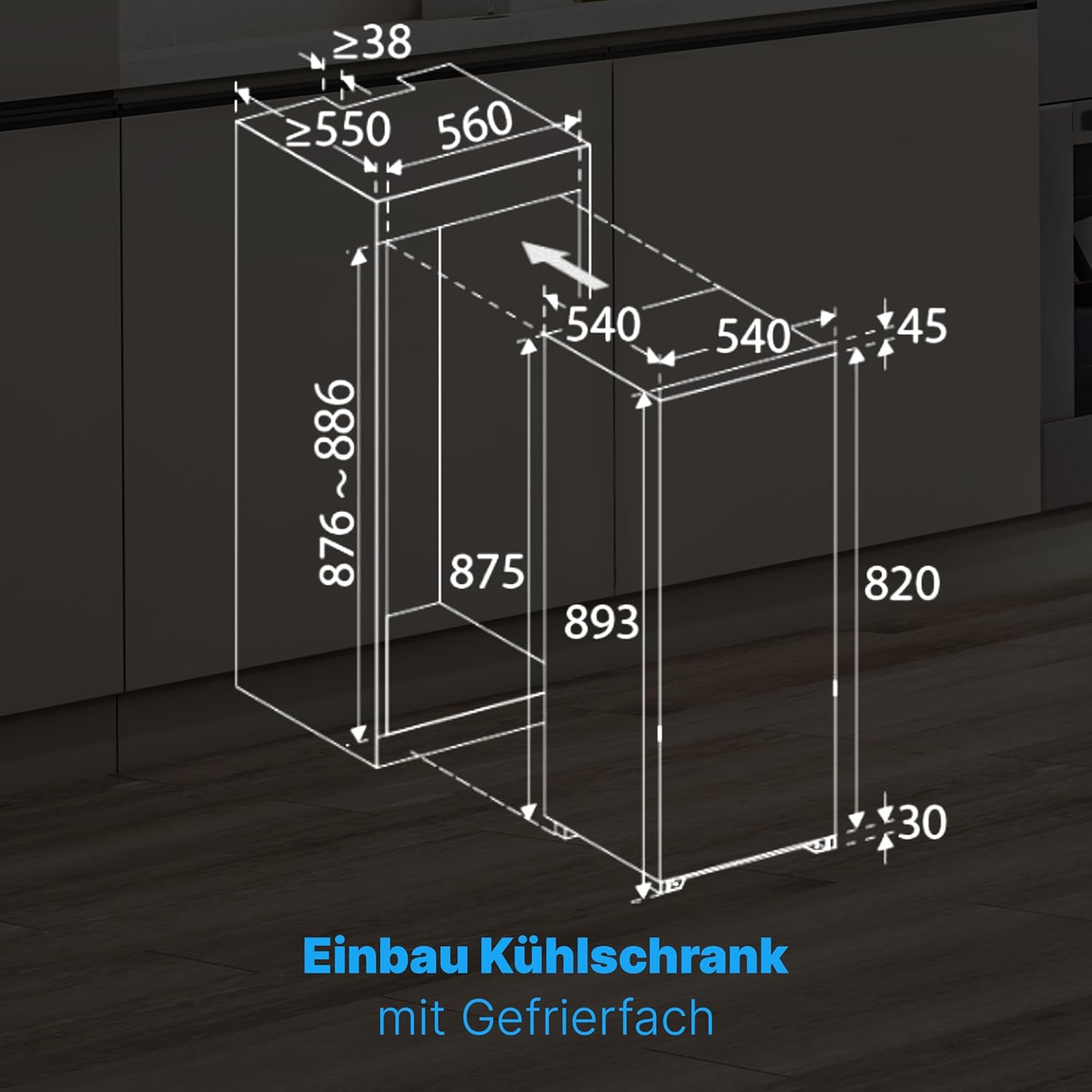 Bomann - réfrigérateur encastrable 118L, LED, auto-dégivrage - KSE7810