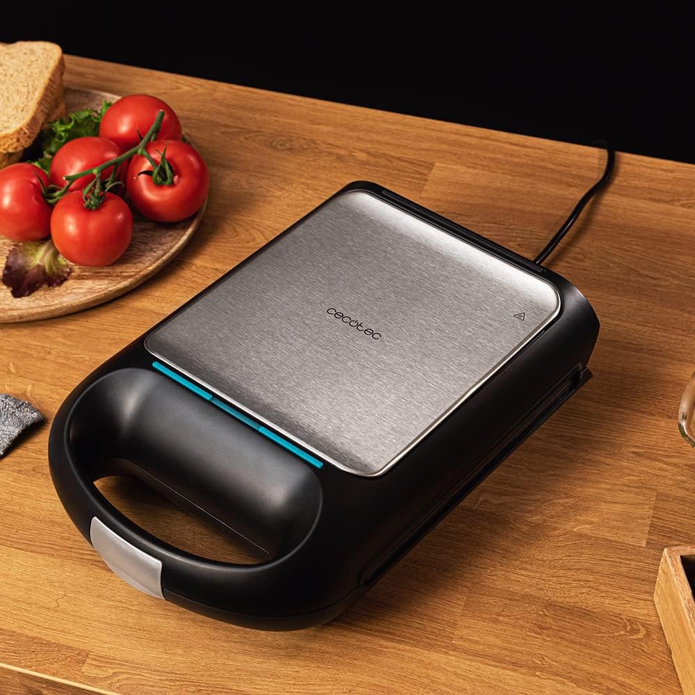 Cecotec - Rock'nToast Family - 4 gaufres, 1500W, inox, système rotatif