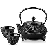 Velaze Théière en fonte pour thé japonaise style avec 2 tasses en fonte, trépied support théière en G...
