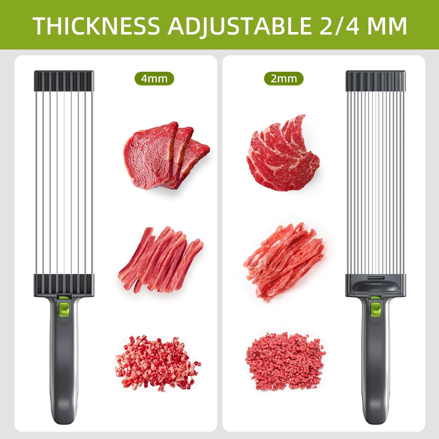 Trancheuse à viande manuelle - épaisseur réglable 2/4 mm - accessoires inclus