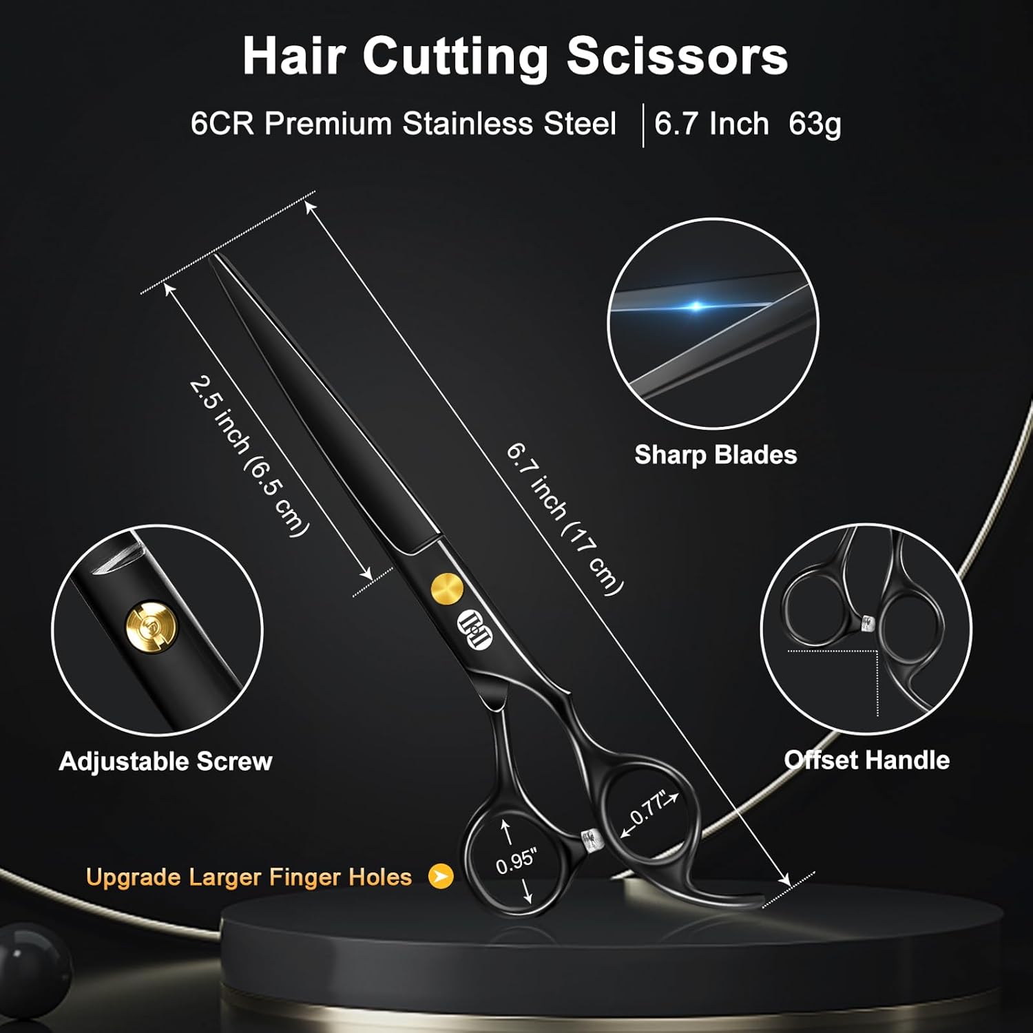 CIICII - Kit Ciseaux Coiffure Pro - 6,7 pouces - coupe et effilage cheveux