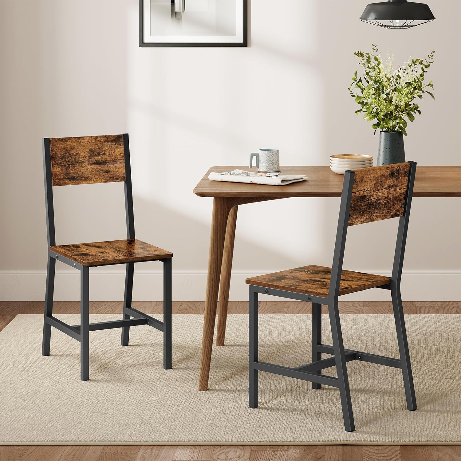 VASAGLE - chaise salle à manger lot de 2 - acier robuste - style industriel LDC092B01V1