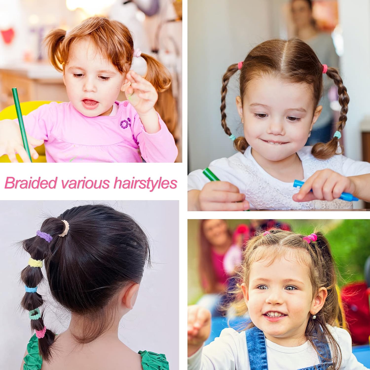 Élastiques cheveux - mini chouchous colorés - 100 pièces - pour filles, bébés