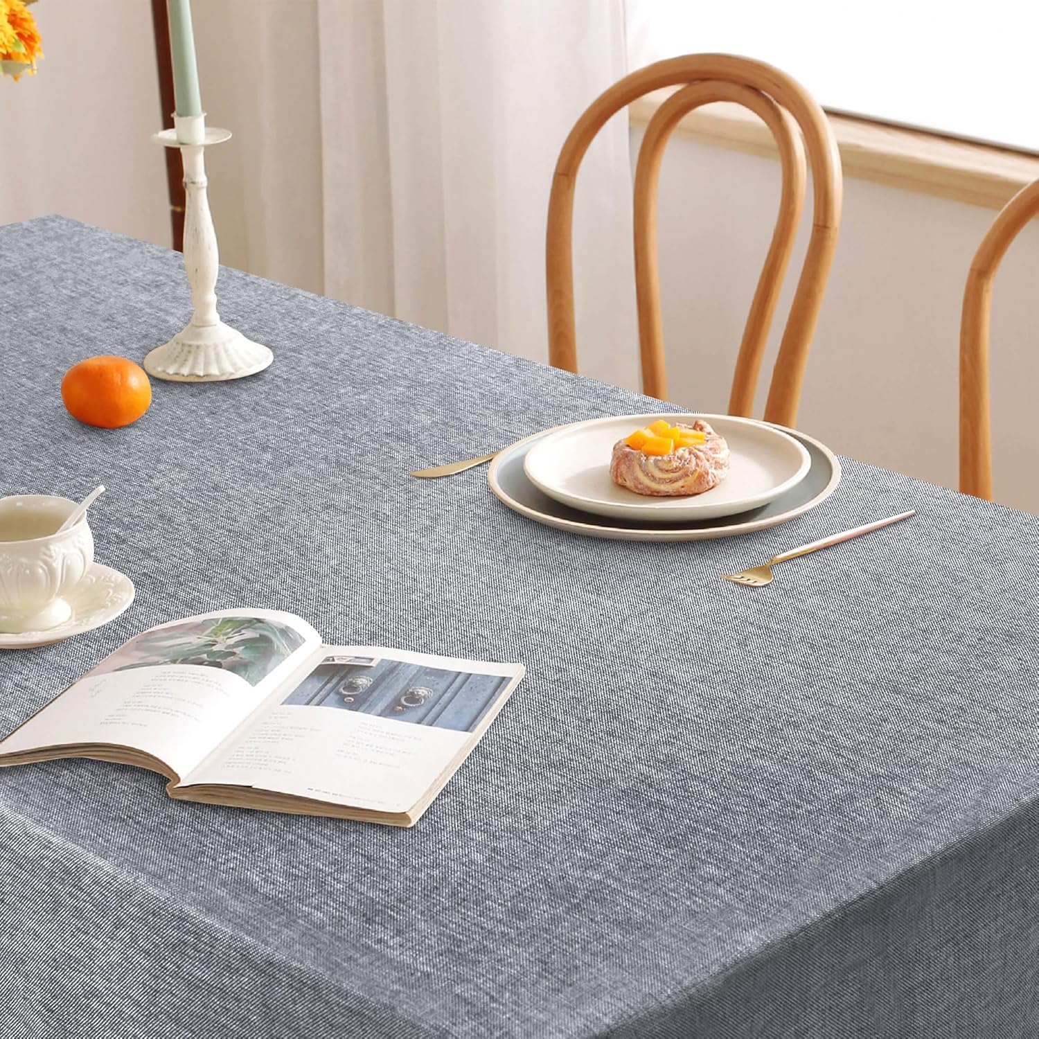 DWCN - nappe aspect lin - 135x135cm - lavable, imperméable, anti-tache, DWCN