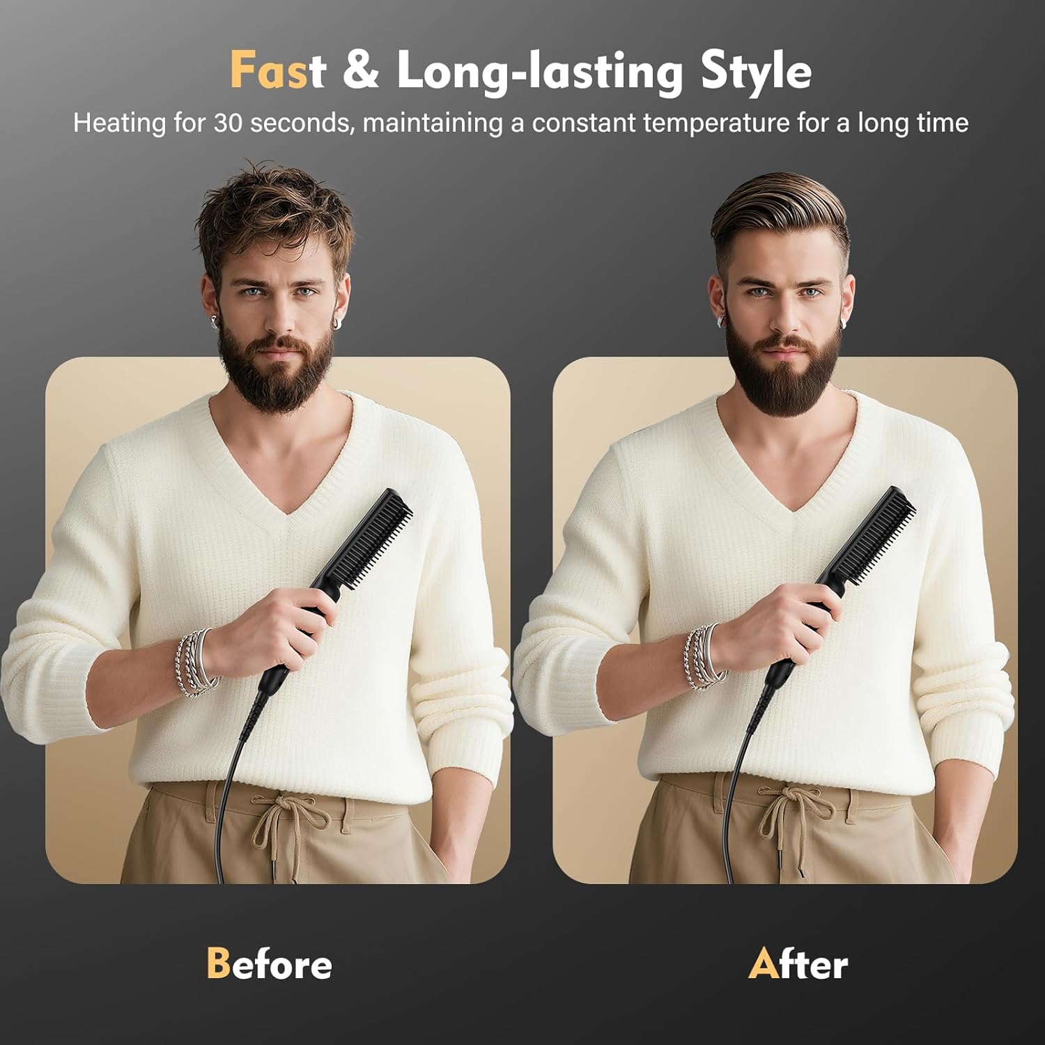 VIKICON - lisseur barbe mini - compact - ionique, chauffe rapide